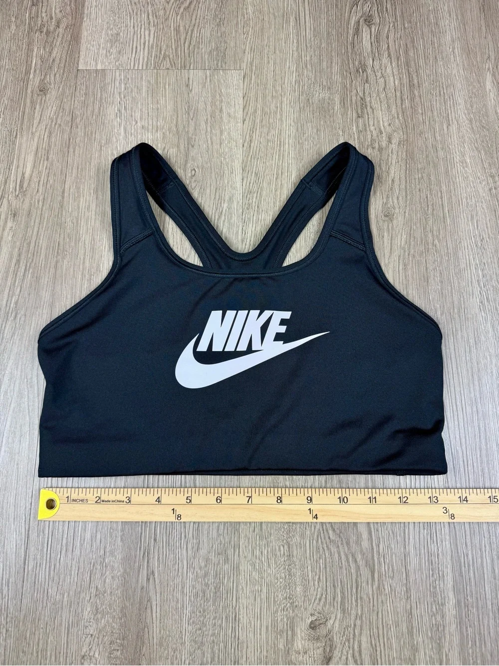 Nike Dri Fit Women's Black Logo Sports Bra White Logo Medium Support Size Large