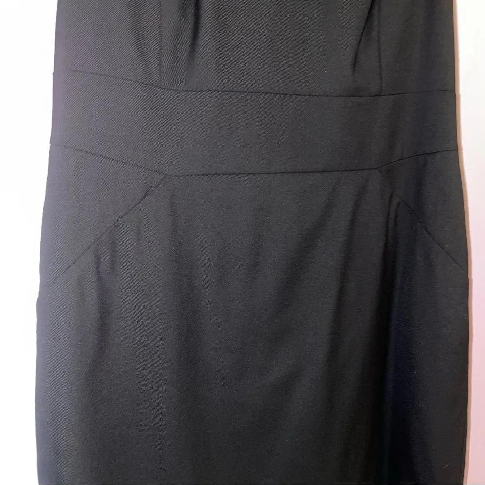 J Crew Size 10 Black Sheath Dress 100% Wool Sleeveless High Neck