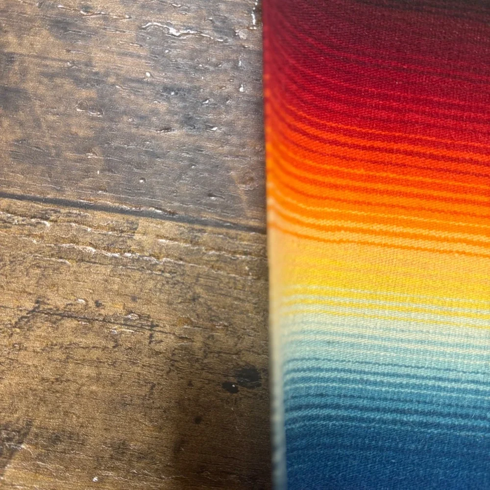 Antique Southwestern Serape Blanket Rug‎ Table Runner Fringe Teal Diamond