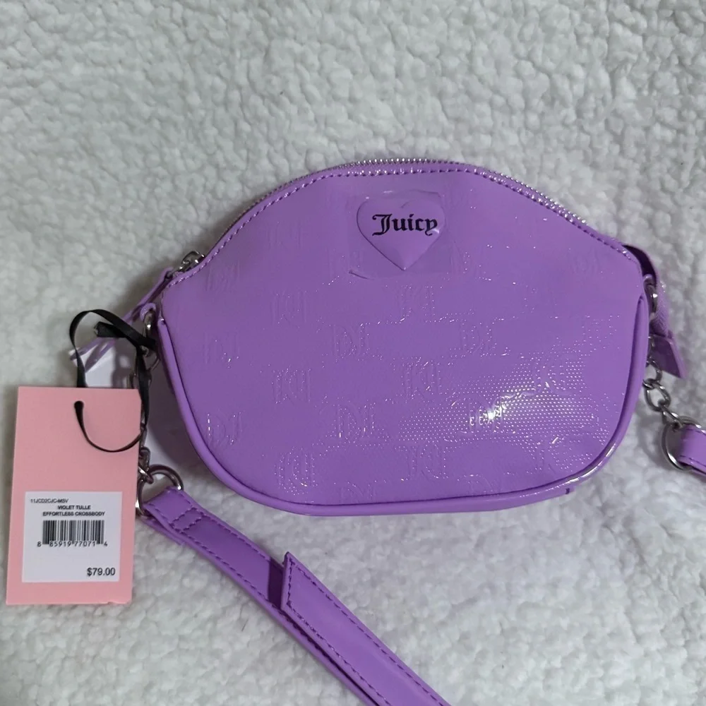 NWT Juicy Couture Violet Tulle Effortless Glossy Crossbody Bag