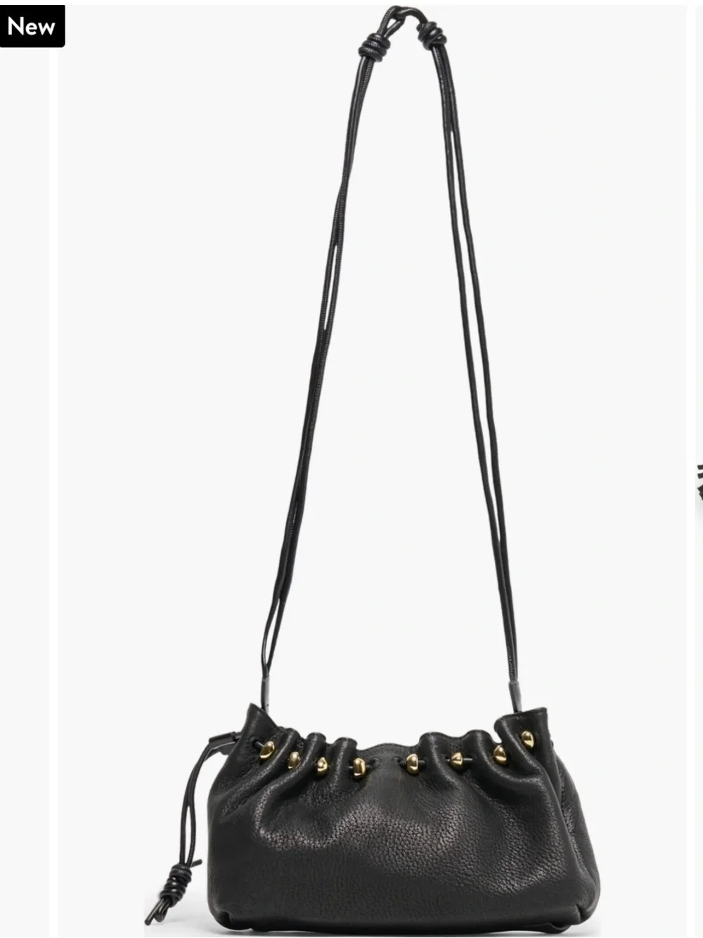 Dolce Vita Black Leather Drawstring Crossbody with Tassels & Charms