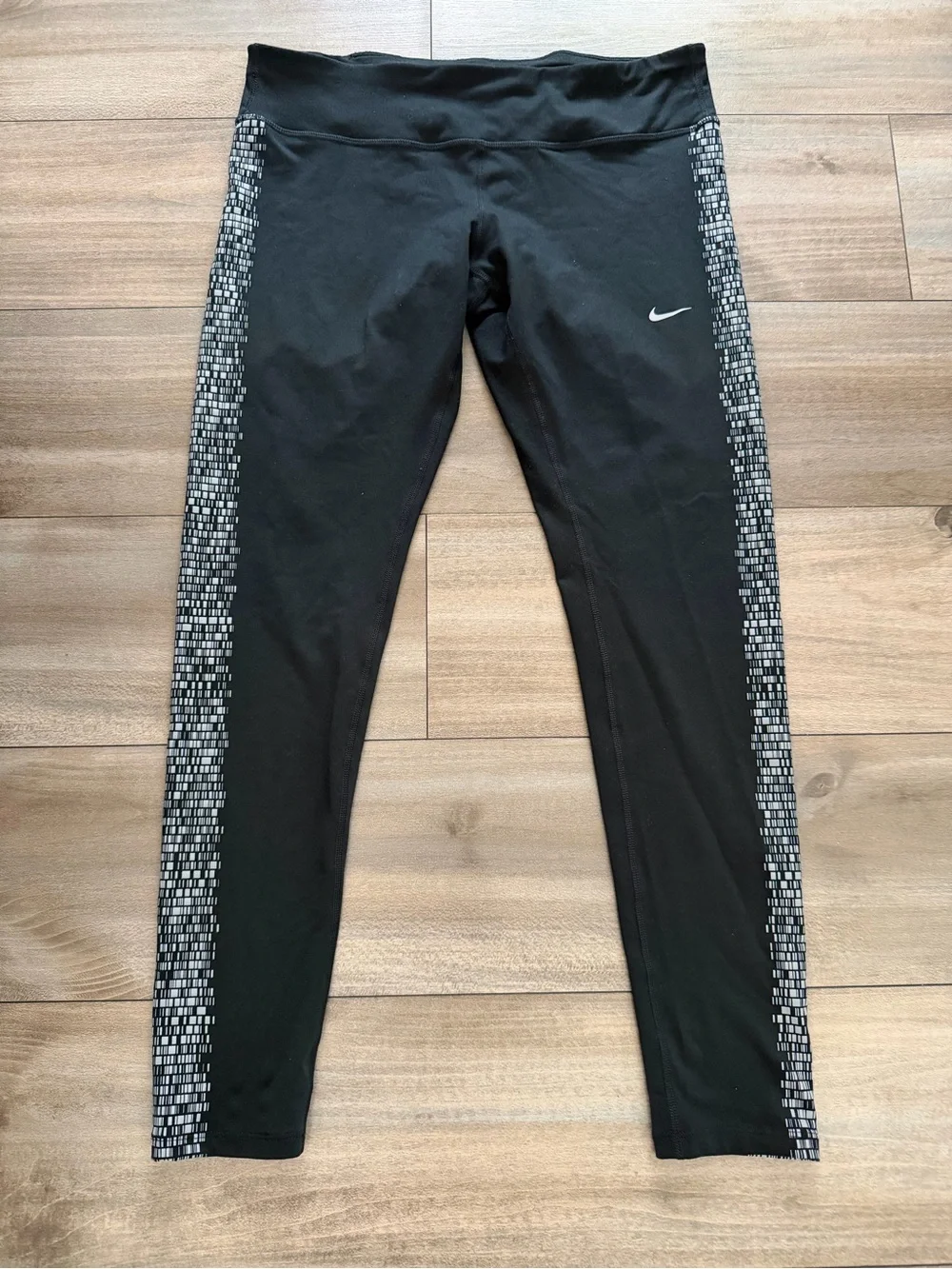 Nike Black Leggings with Gray Reflective Side Panels