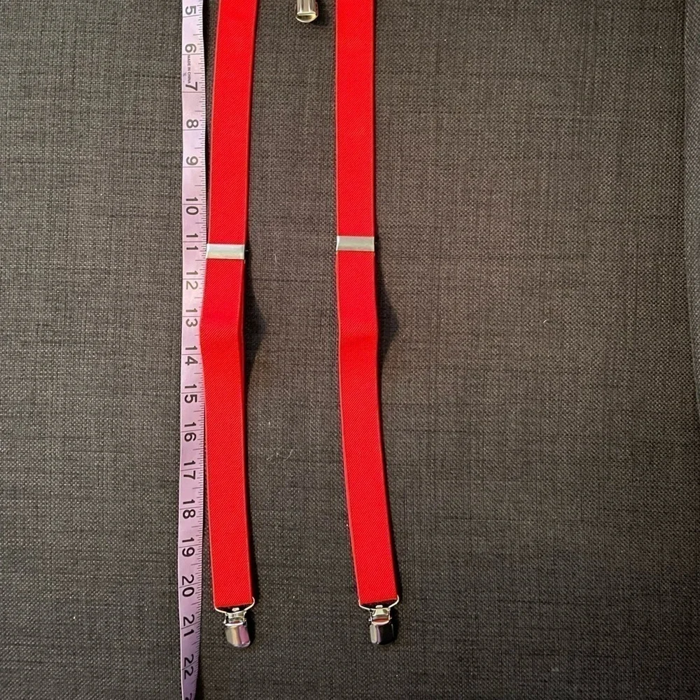 Red Adjustable Suspenders Toddler, Baby - Elastic Y-Back Design Metal Cl…