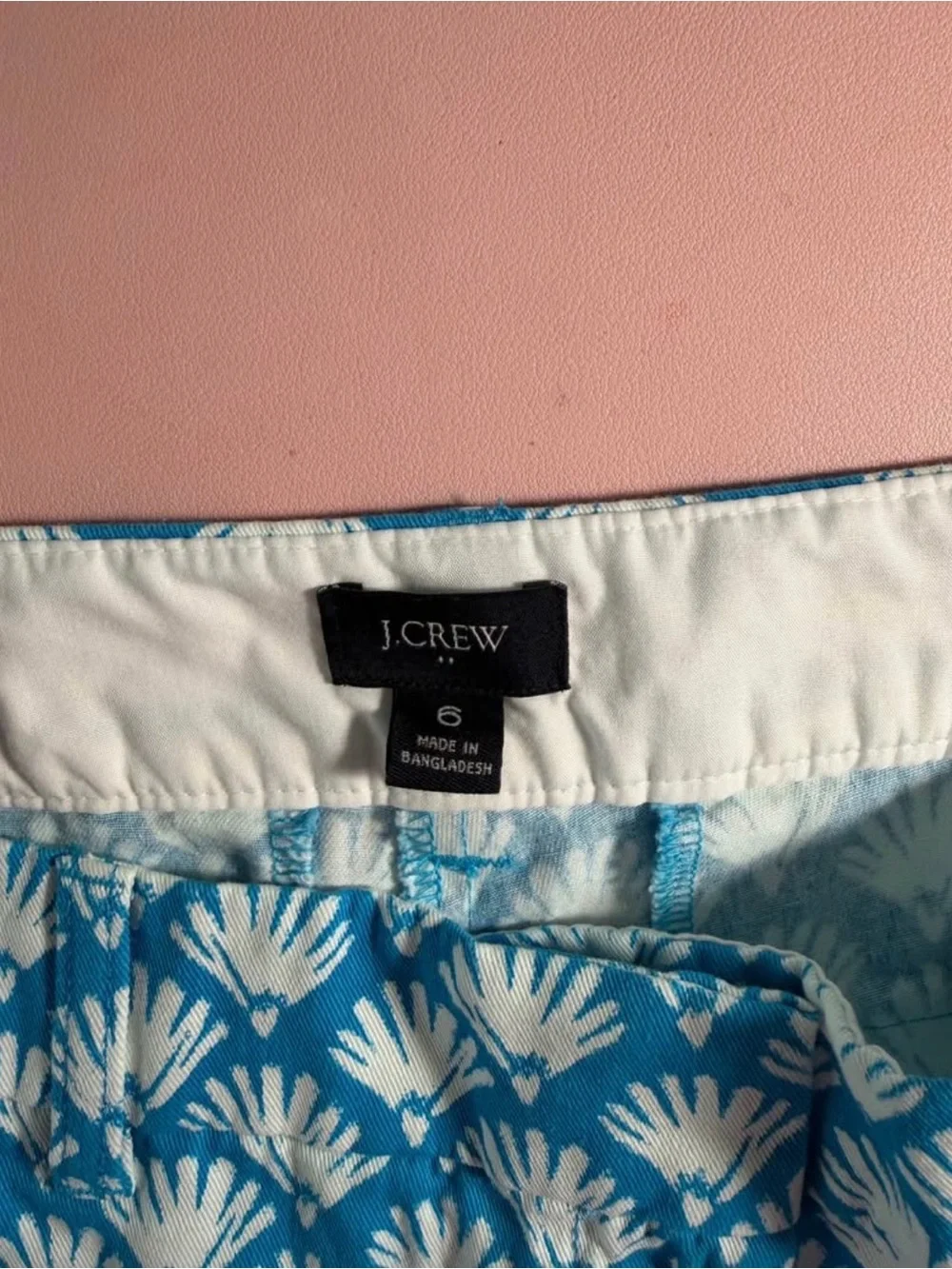 Blue and White Printed J Crew Shorts