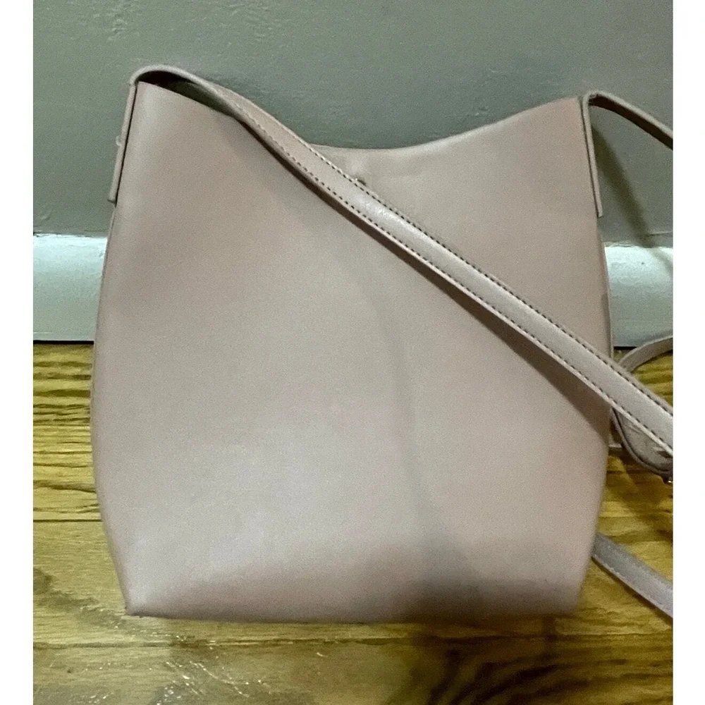 Samara Mauve Vegan Leather Mini‎ Crossbody Bag Adjustable Strap Minimalist Rose