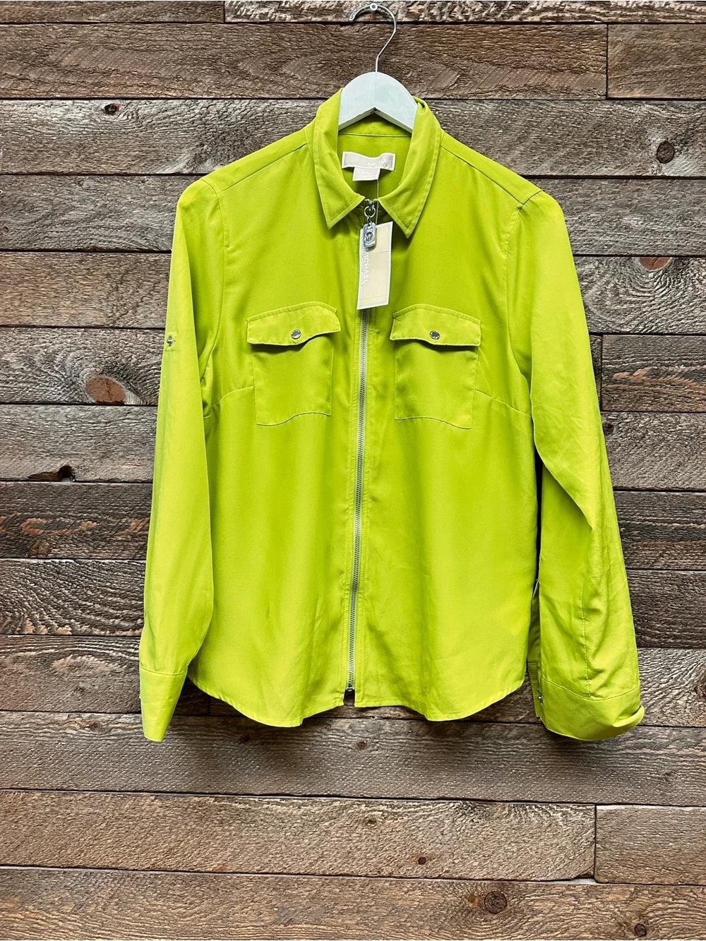 Michael Kors chartreuse fabric shirt