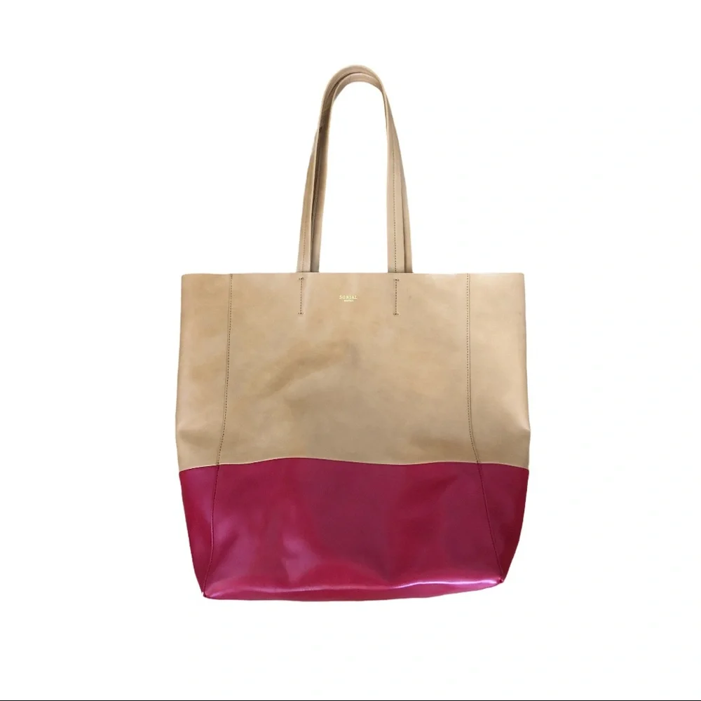 SORIAL TOTE‎ RED TAN BAG