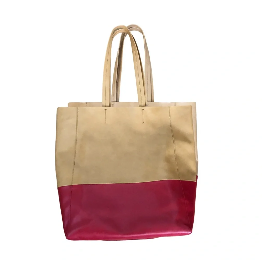 SORIAL TOTE‎ RED TAN BAG
