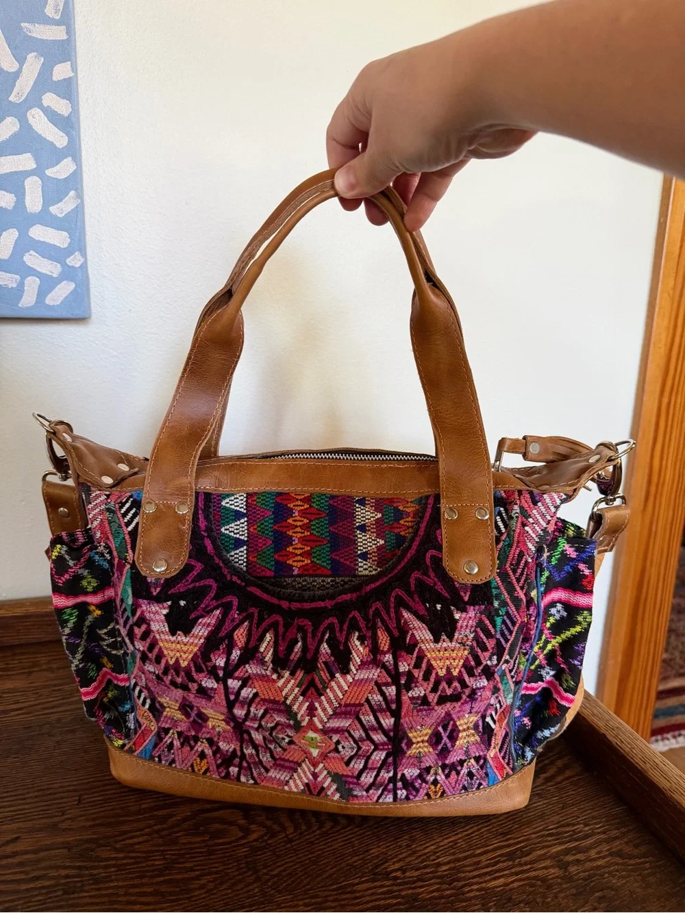 Native Palm upcycled vintage huipil multicoloured handbag