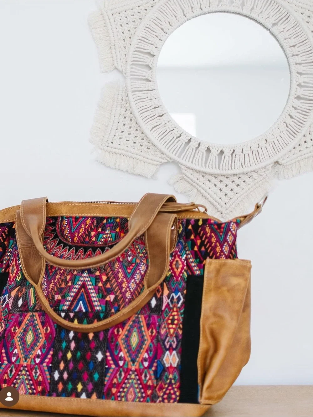 Native Palm upcycled vintage huipil multicoloured handbag