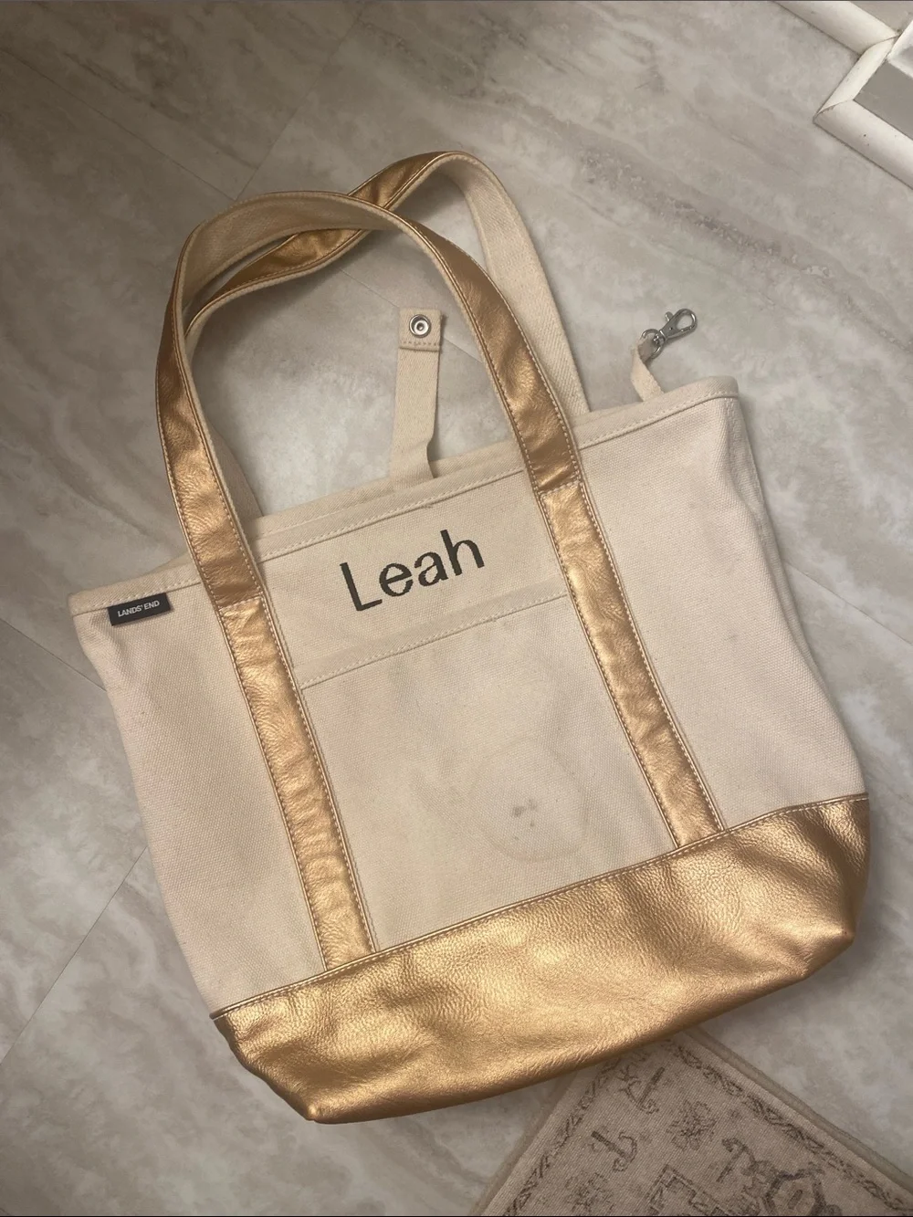Personalized Canvas Tote with Rose Gold Trim - Leah