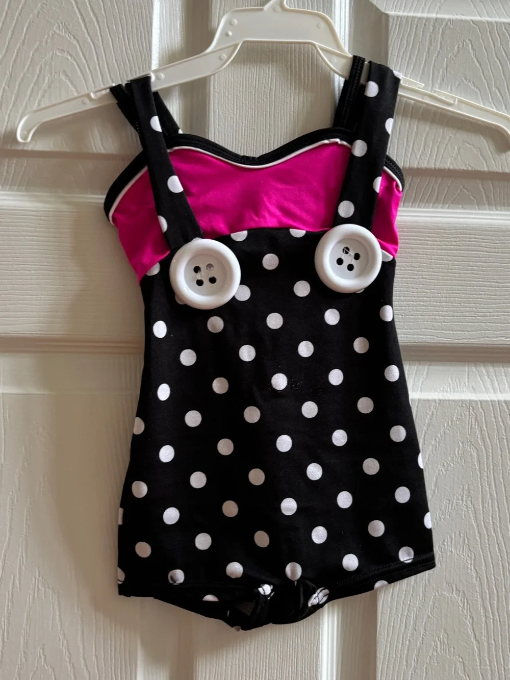 Black & Hot Pink Polka Dot Girls Costume