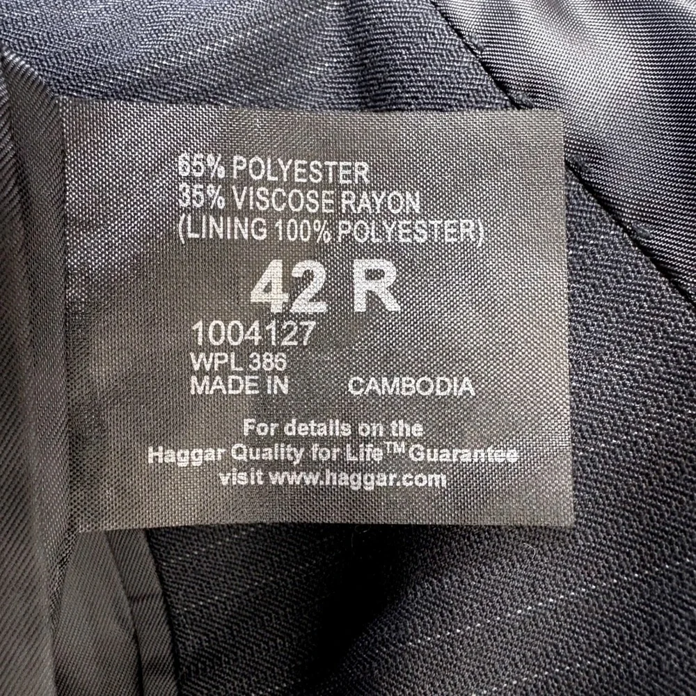Haggar Suit Up System Jacket 42R Navy Blue Pinstripe Two Button Corpcore Blazer