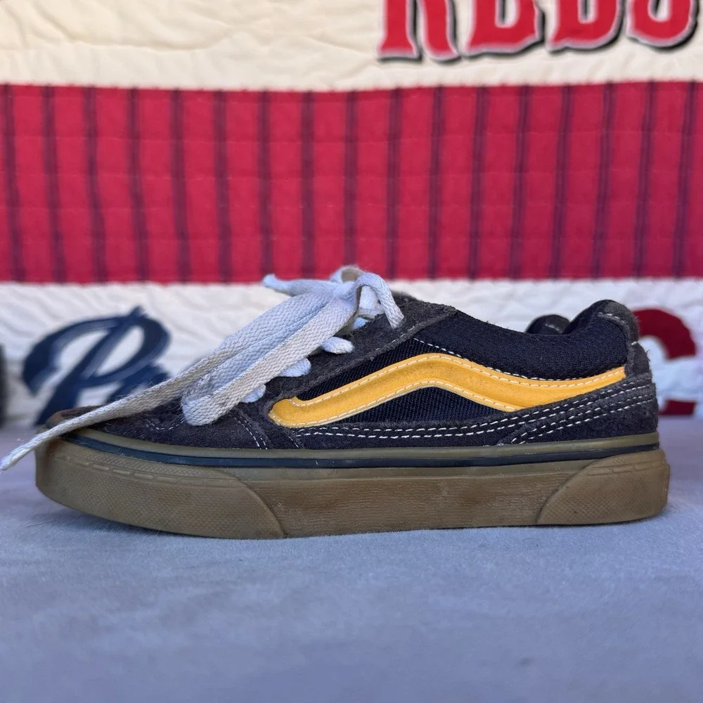 Size 1y - Vans Caldrone Youth Boy's‎ Suede Sneakers Navy Blue Classic Shoes