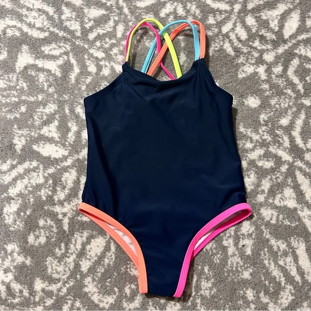 Wonder Nation Navy & Multi Color One Piece Swimsuit 2T