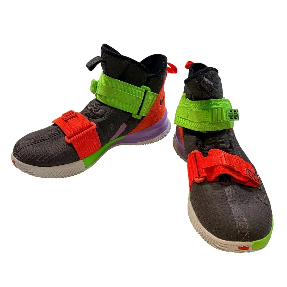 Y2K Nike LeBron Soldier 13 SFG size 8 Thunder Grey Bright Crimson Electric Green