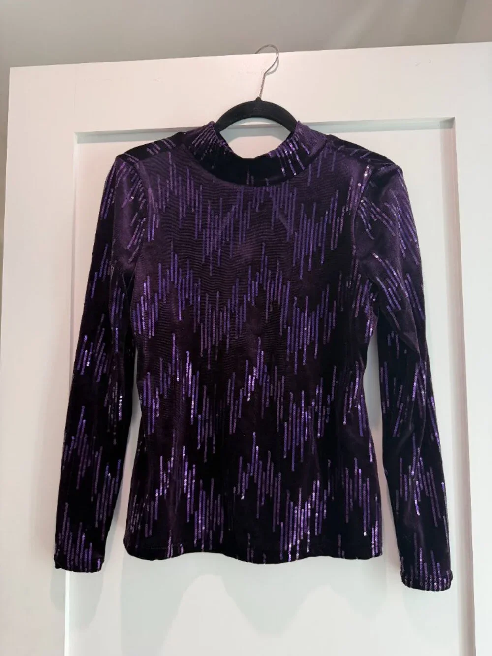 Wildfox Velvet Sequin Top & Skirt Set Dark Purple Cut Out Back NWT Sz Small