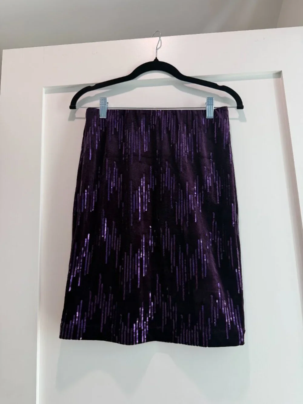 Wildfox Velvet Sequin Top & Skirt Set Dark Purple Cut Out Back NWT Sz Small