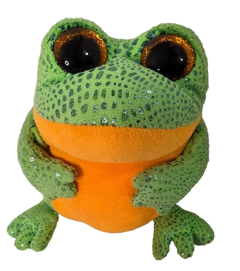 Ty Beanie Boos Speckles Frog Plush 6in Green Orange Glitter Eyes 2015
