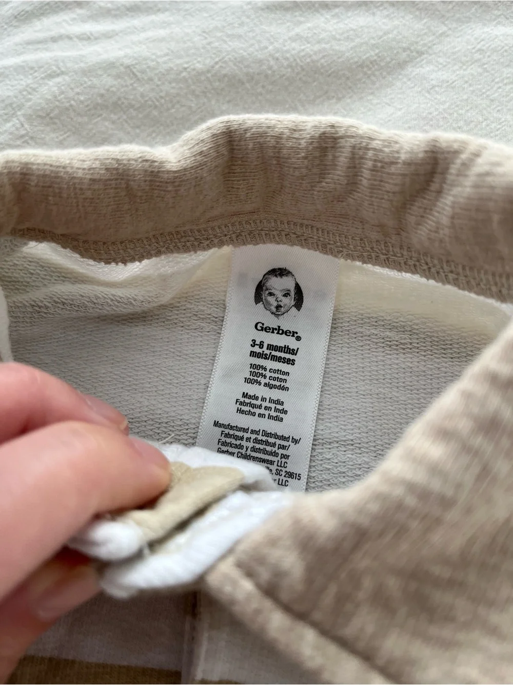 Gerber Tan and White Striped Polo Romper