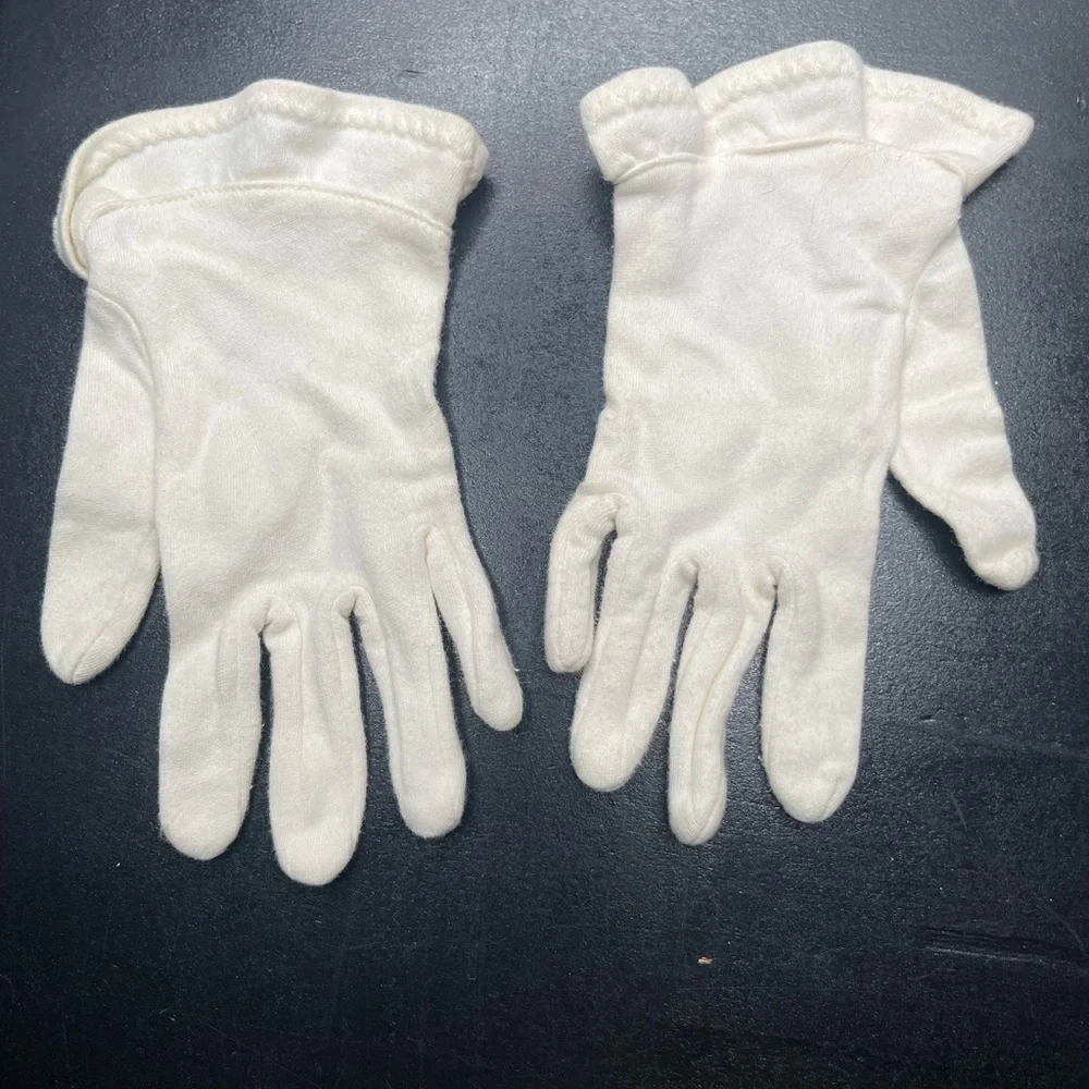 💕Bundle 3 for $20 Vintage Classic 6.5” small White Cotton Gloves ruffle edge