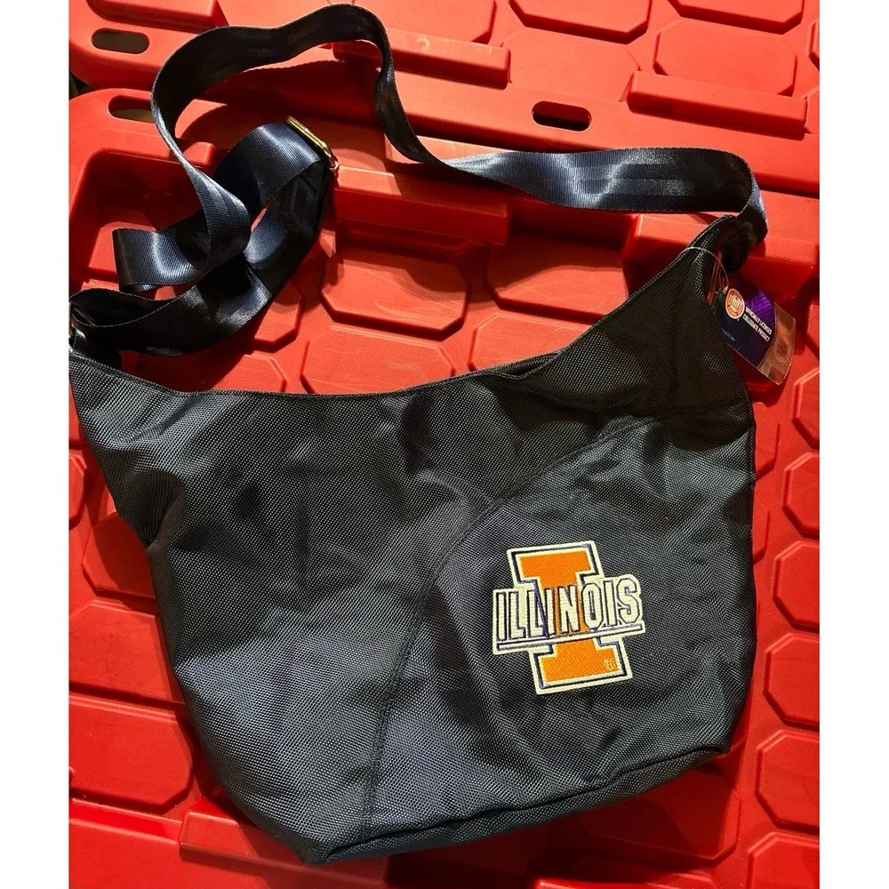 NEW Little Earth NCAA University of Illinois Navy Blue‎ Hobo Style Purse