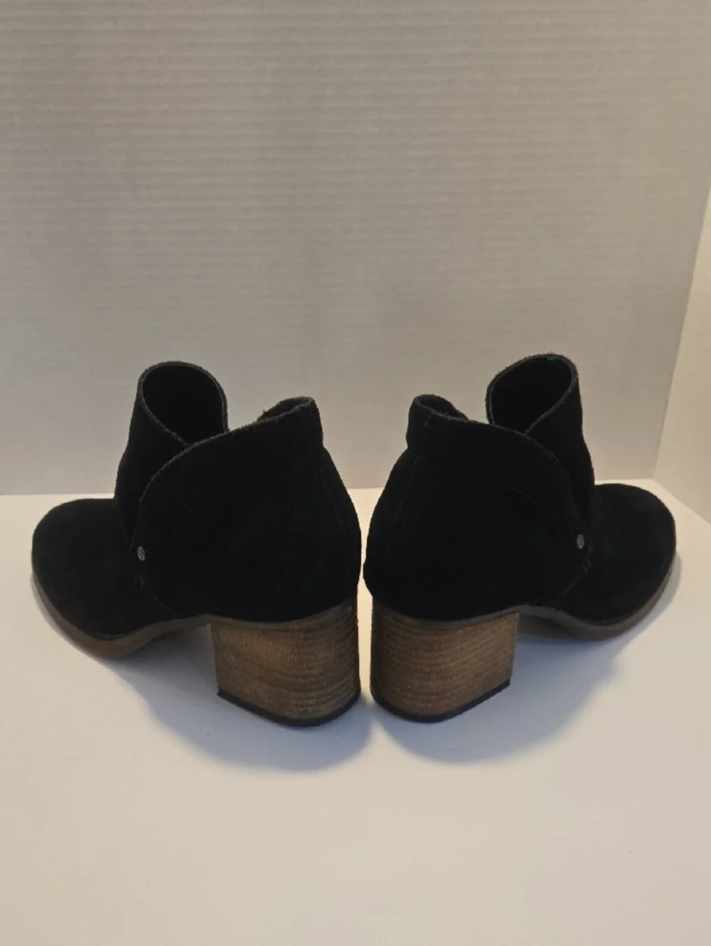 Dressy BearPaw Black Suede Slip-On Ankle Boots With Block Heal