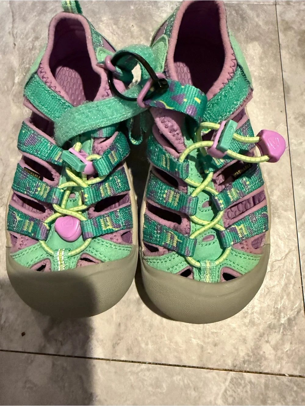 Keen Kids Closed-Toe Sandals in Mint Green & Lavender