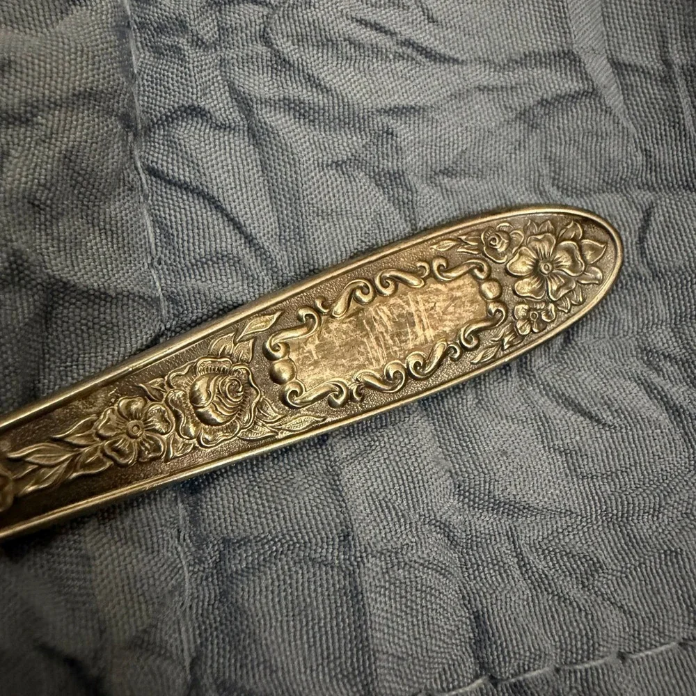 Vintage Mildred Quality Silver Plate Iced Tea Spoon Floral Rose Pattern 7.5 Inch