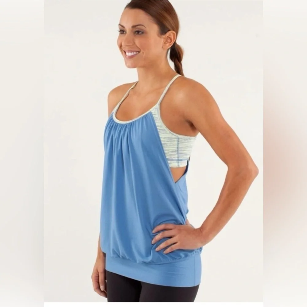 Lululemon No Limits Tank Top Bra Attached Blue Tank | Size 6 | NWOT