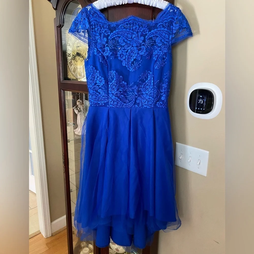 NWOT Royal Blue Girl's Flare Hi-Lo Pageant Dress Size S/M