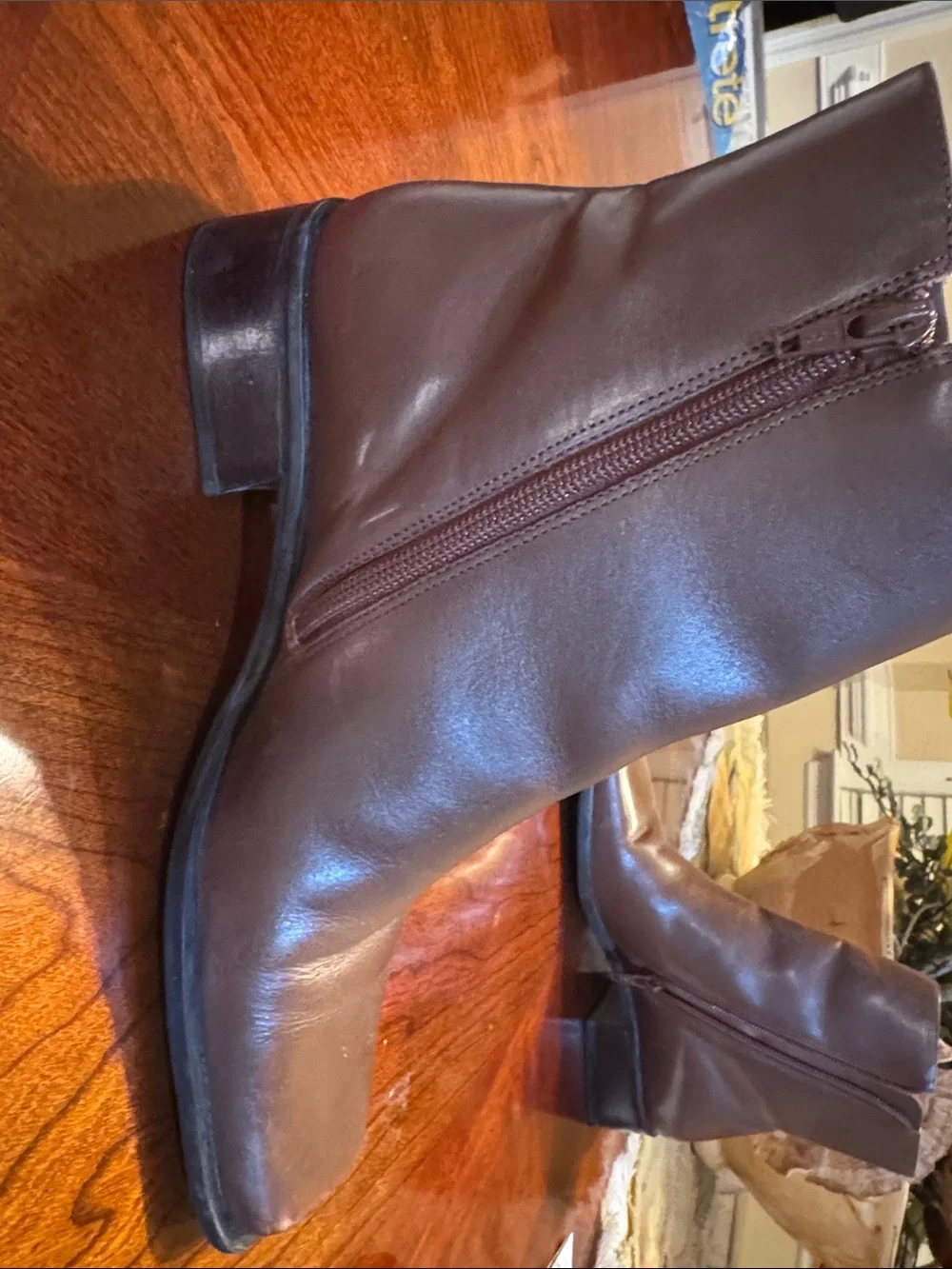 Women’s Brown Leather Ankle Boots with Side Zip
