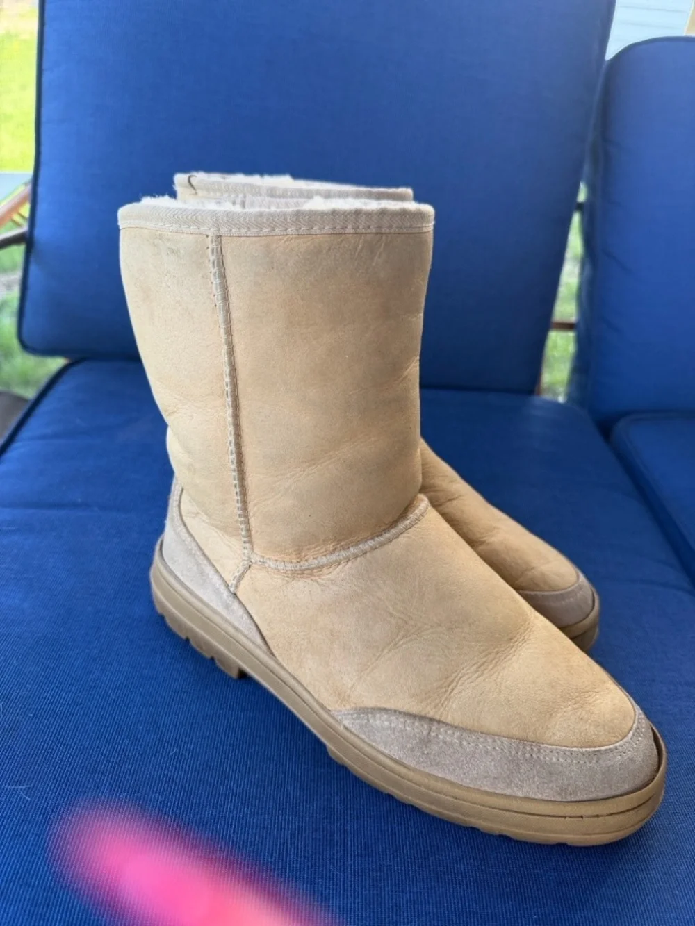 UGG Tan Shearling Cuffed Short Booties