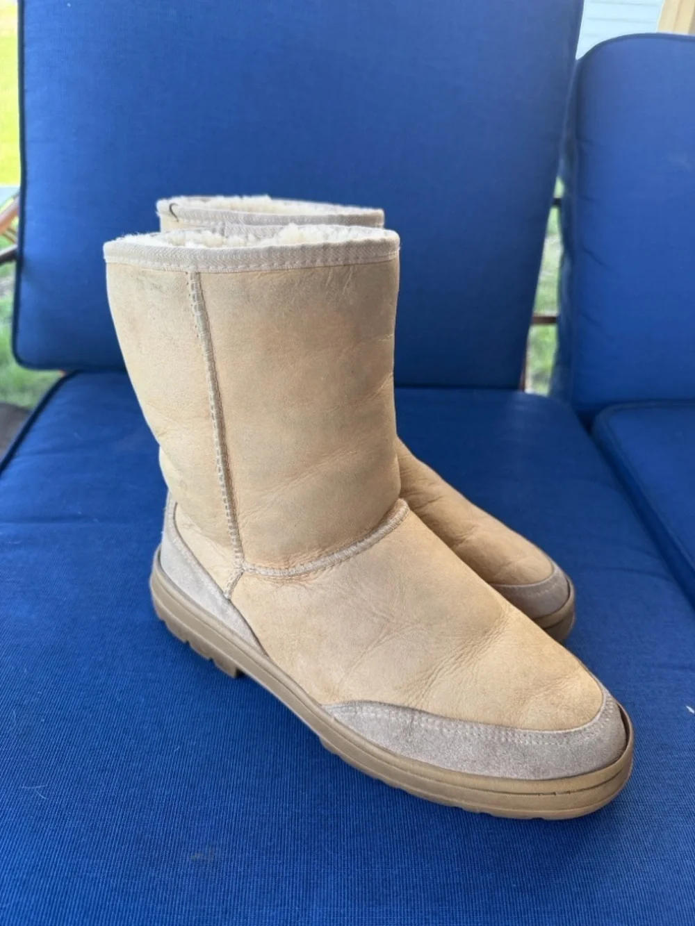 UGG Tan Shearling Cuffed Short Booties