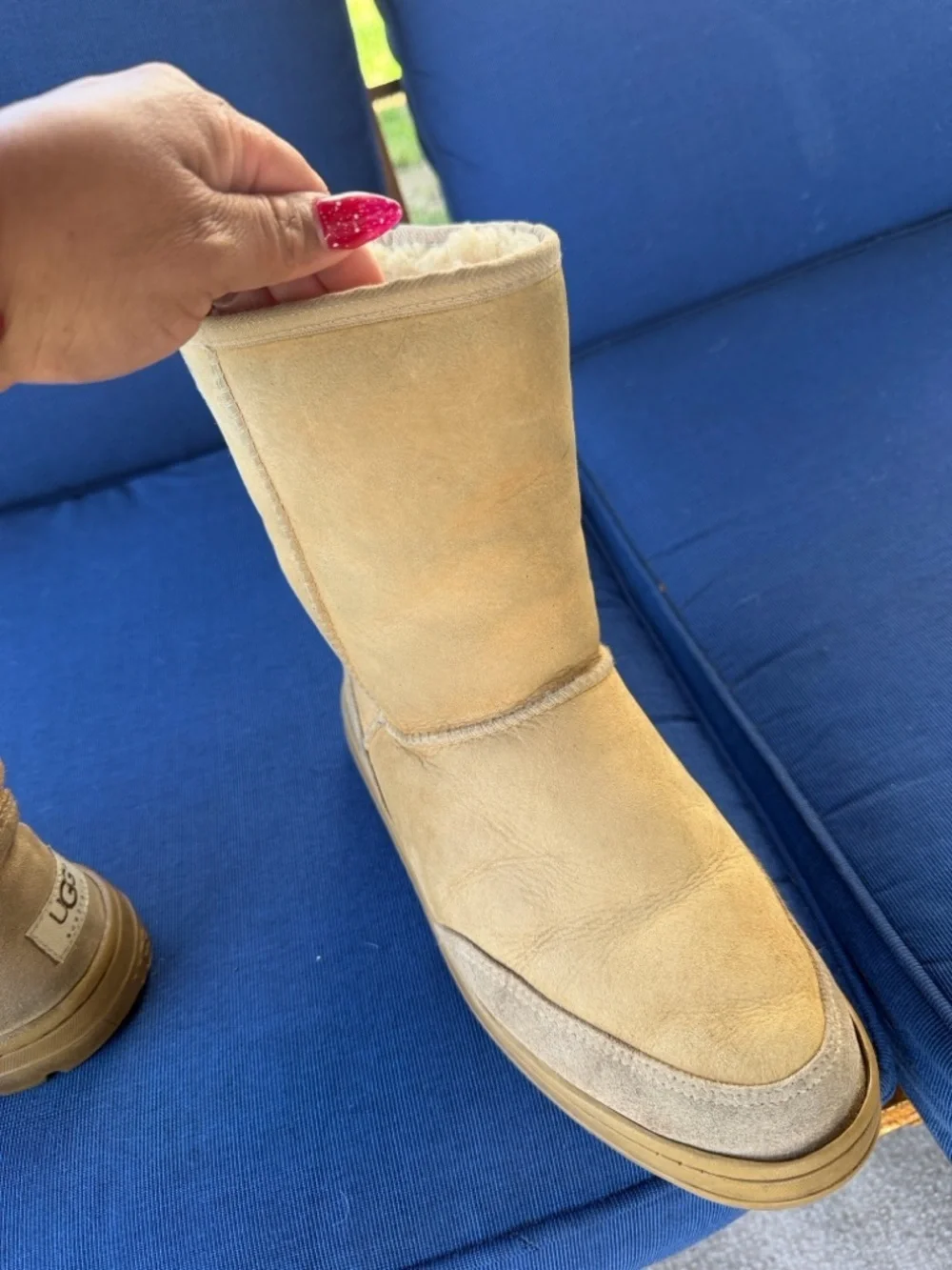 UGG Tan Shearling Cuffed Short Booties