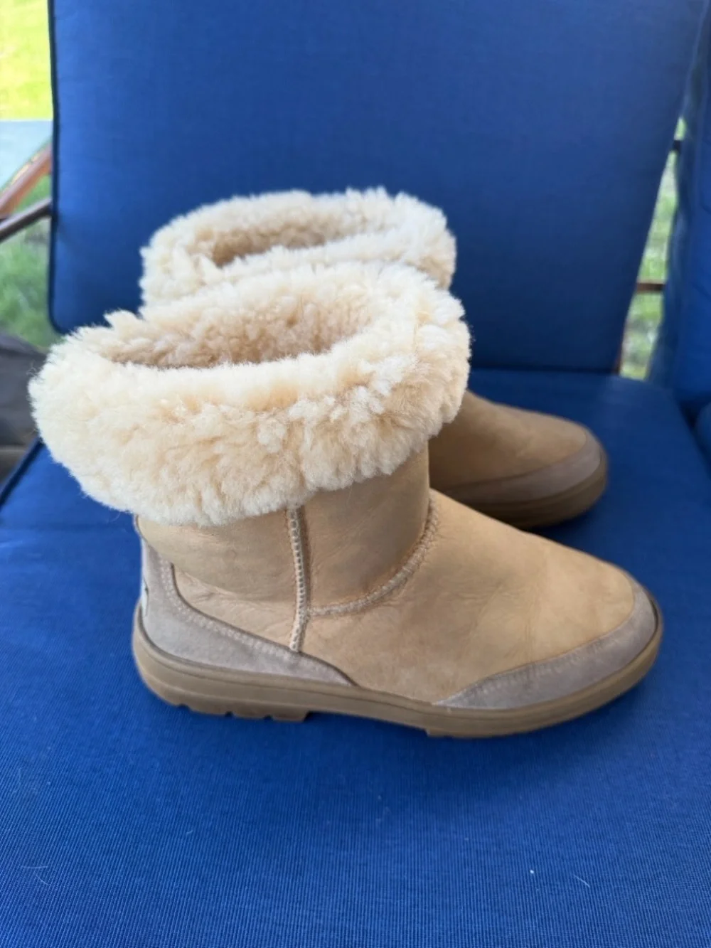 UGG Tan Shearling Cuffed Short Booties