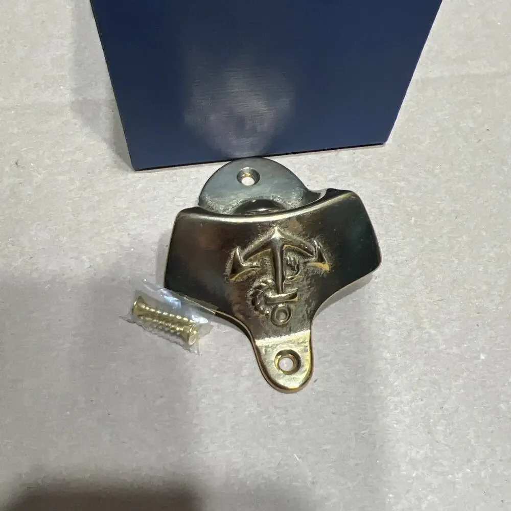 Vintage West Marine Nautical Cast Brass Bulkhead Bottle Opener New