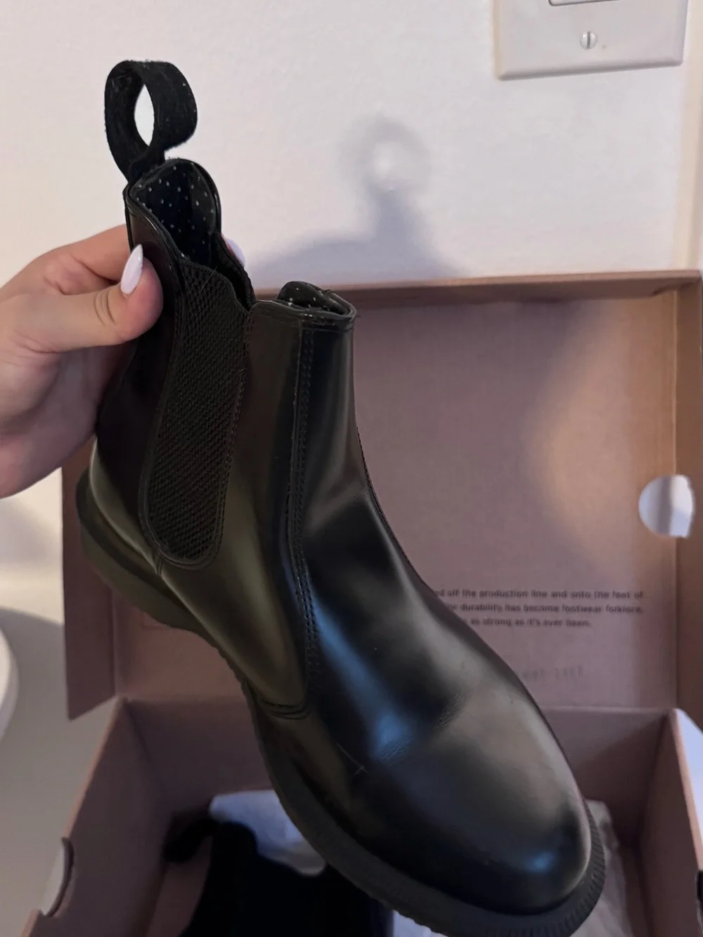 Dr. Martens Black Flora Polished Smooth Chelsea Boot Box