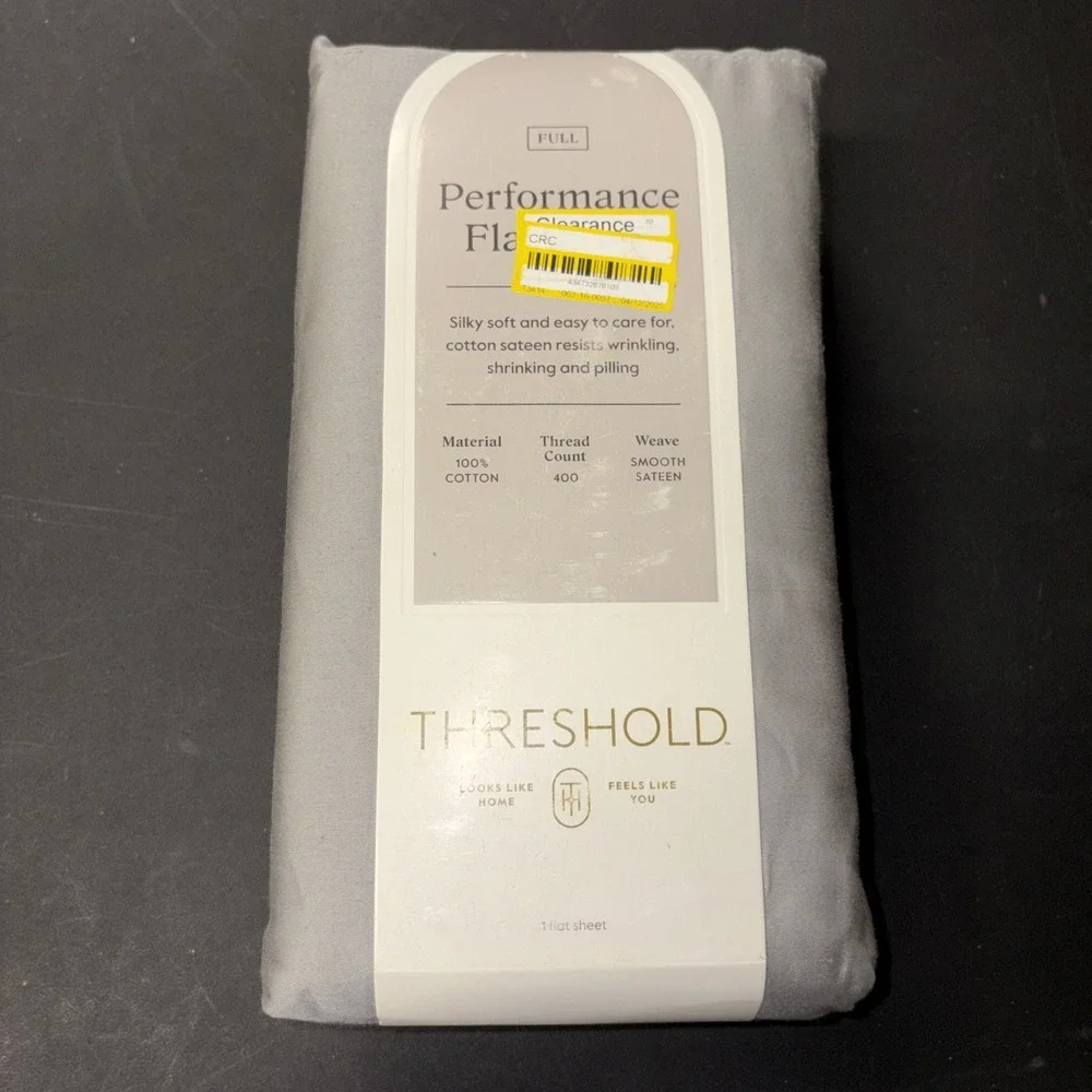 Full 400 Thread Count Performance Flat Sheet Gray - Threshold: Cotton 28329