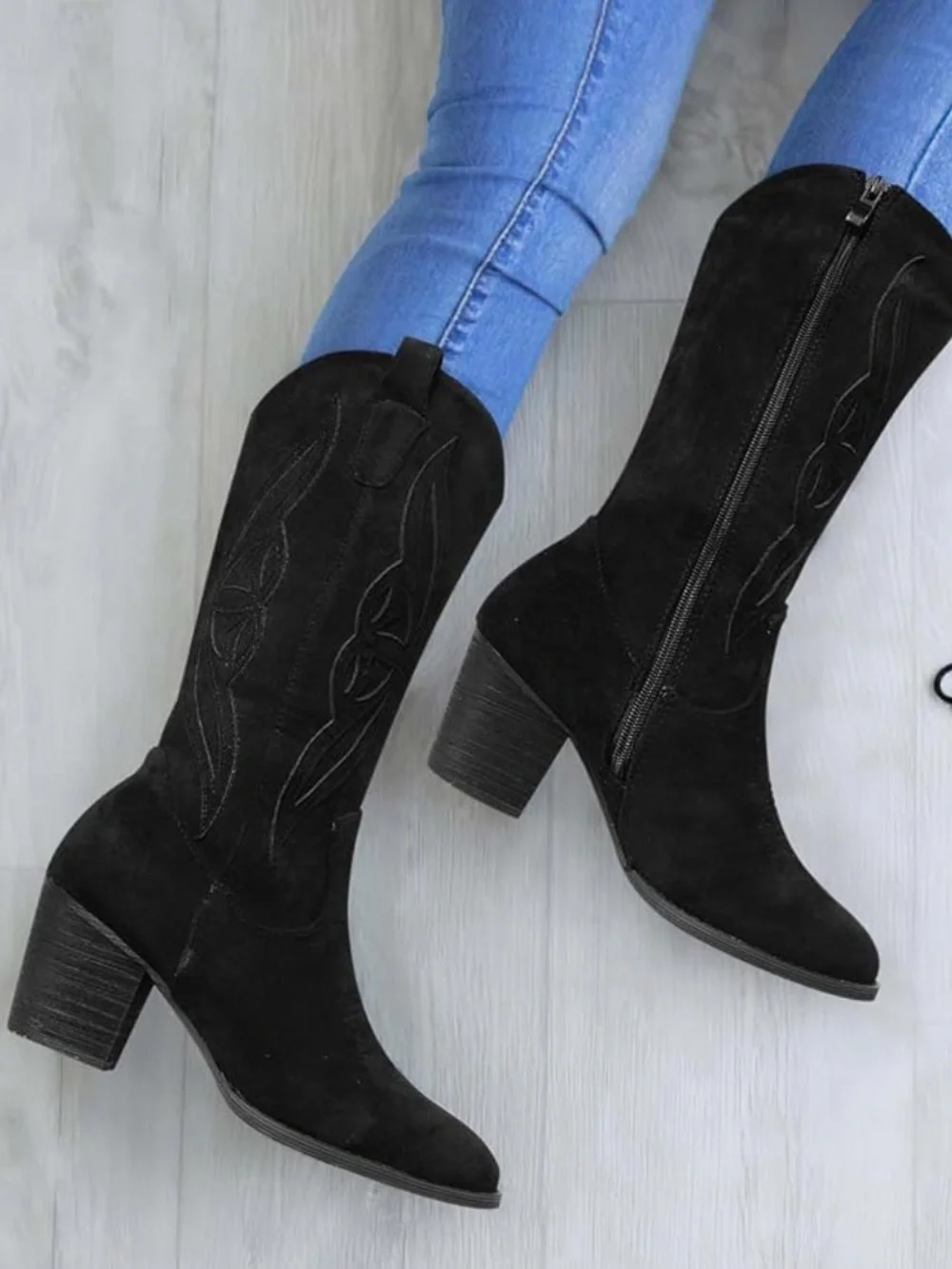 Shibever Cowboy Black Boots for Women Size 10 New in Box #Lux-CL