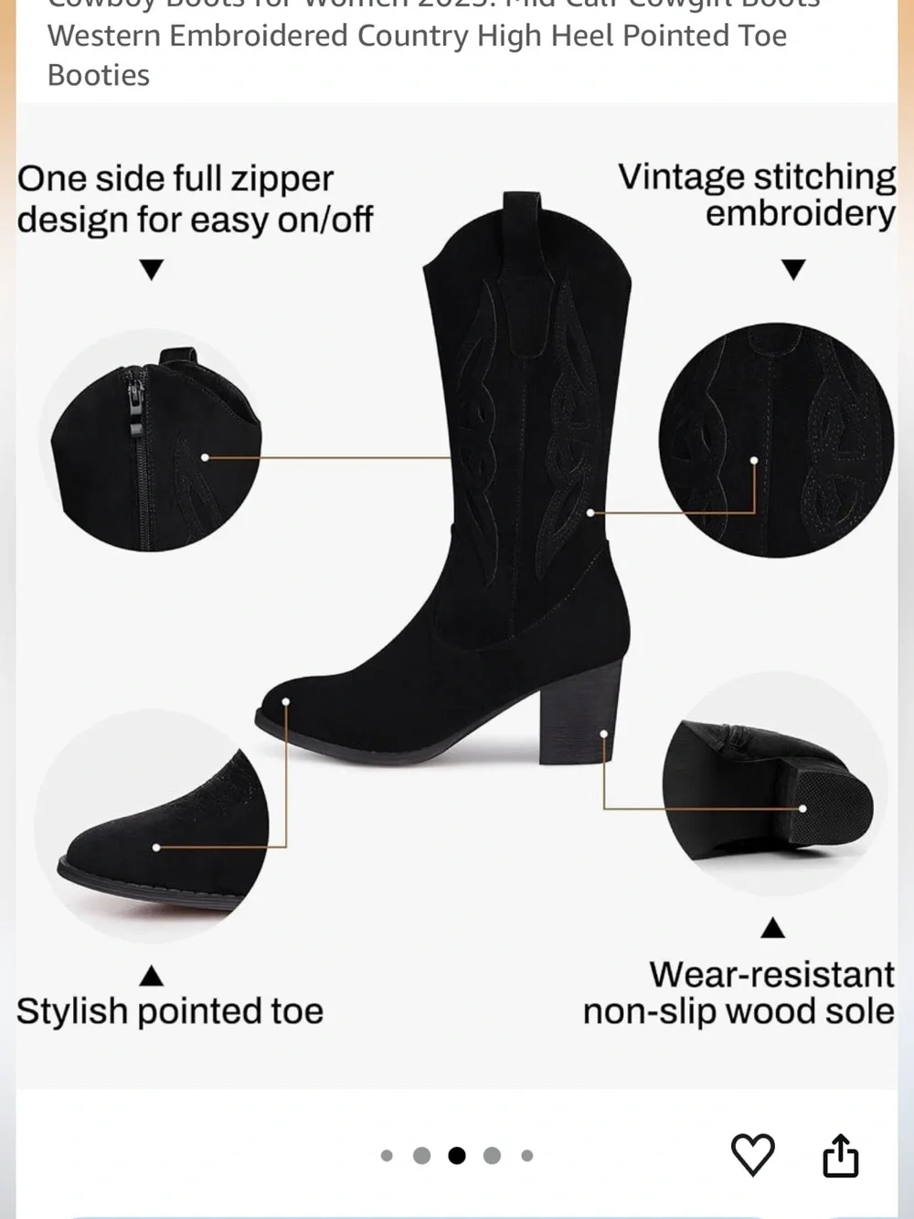 Shibever Cowboy Black Boots for Women Size 10 New in Box #Lux-CL