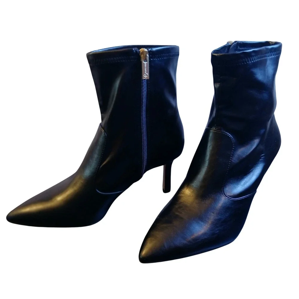 Jessica Simpson Womens Black Pointed Toe Kitten Heel Ankle Booties Size 8.5W