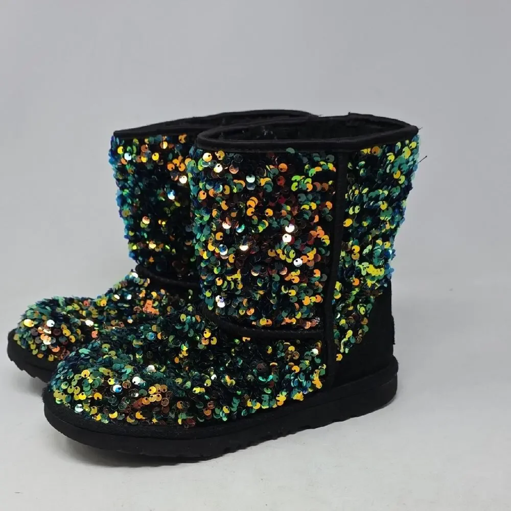 UGG Kids Sequin Black Boots Girls Size 4