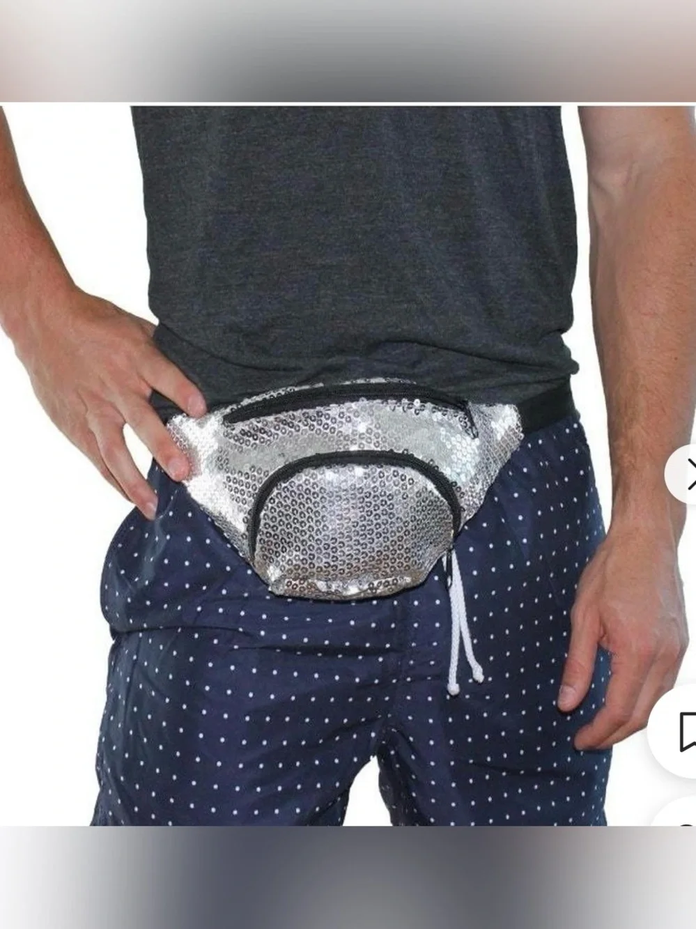 Tipsy Elves Extreme 80’s Retro Vibe Unisex Silver Sequin Fanny Pack NIP
