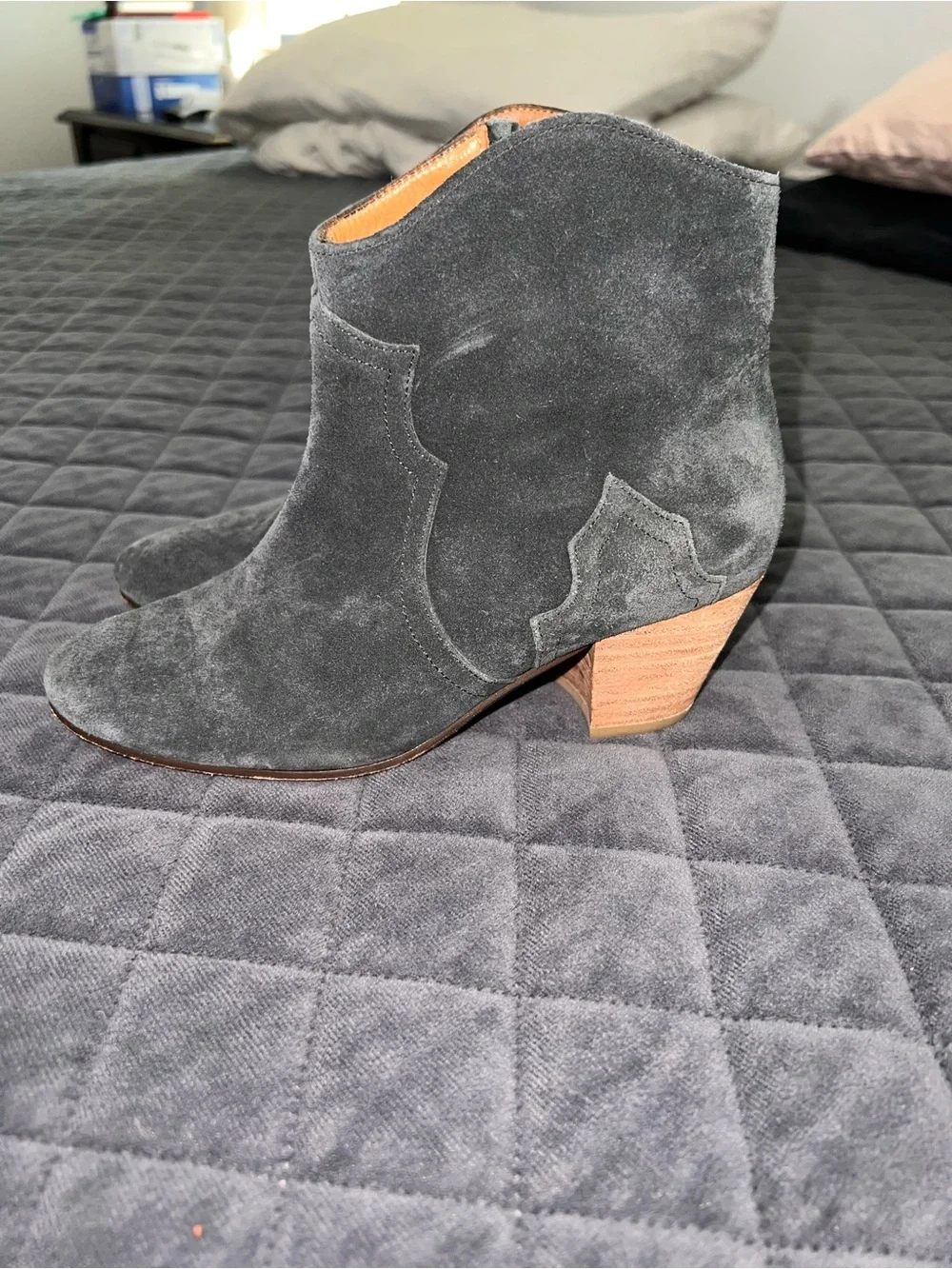 ISABEL MARANT Dicker Suede Cowboy Ankle Boots Women Size 5 Western Bootie