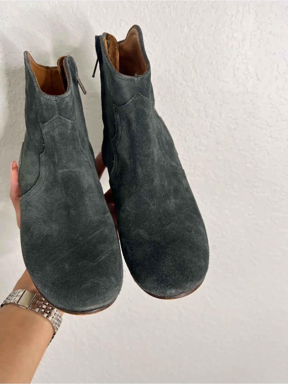 ISABEL MARANT Dicker Suede Cowboy Ankle Boots Women Size 5 Western Bootie