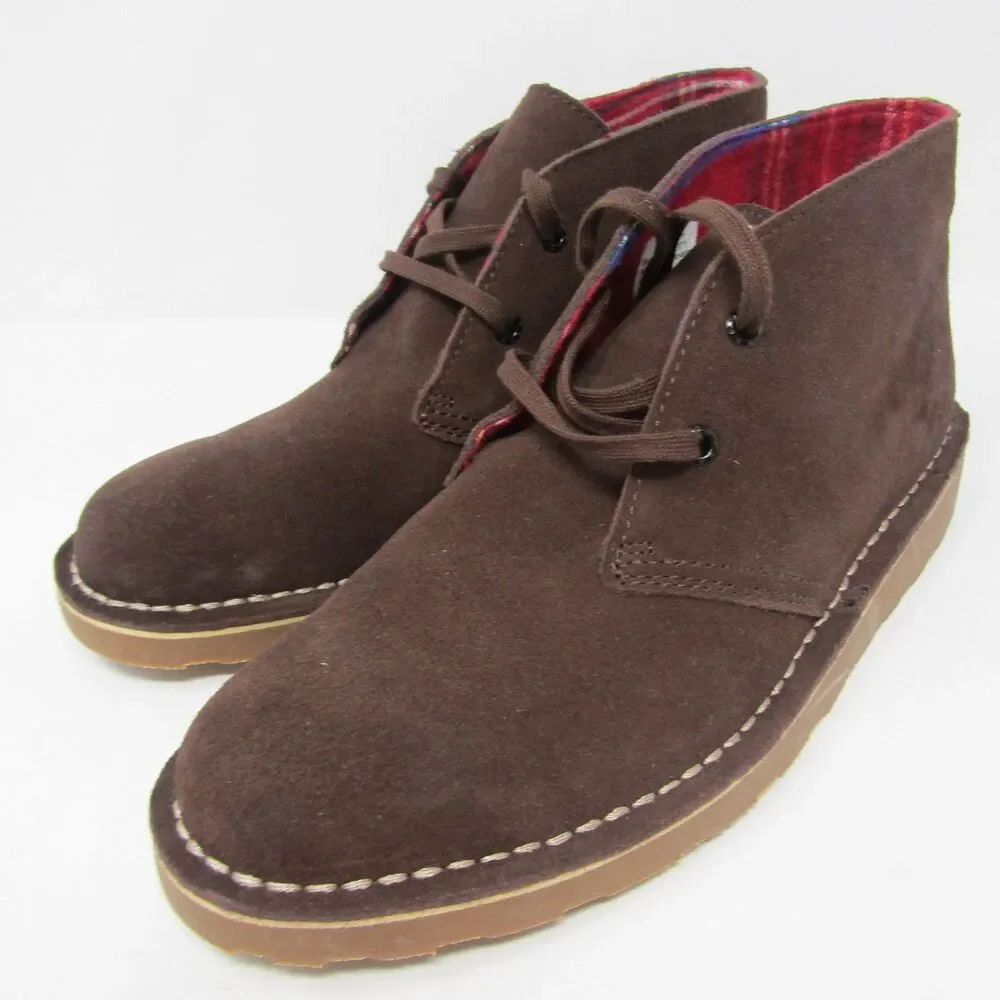 L.L.Bean Women's 10 Medium Brown Suede Chukka Boots Plaid Lined Stonington Lace