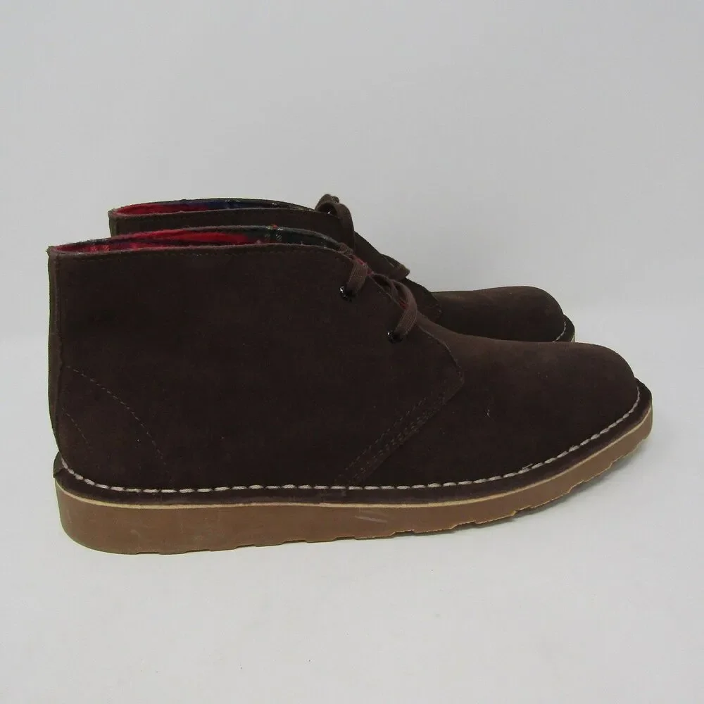 L.L.Bean Women's 10 Medium Brown Suede Chukka Boots Plaid Lined Stonington Lace