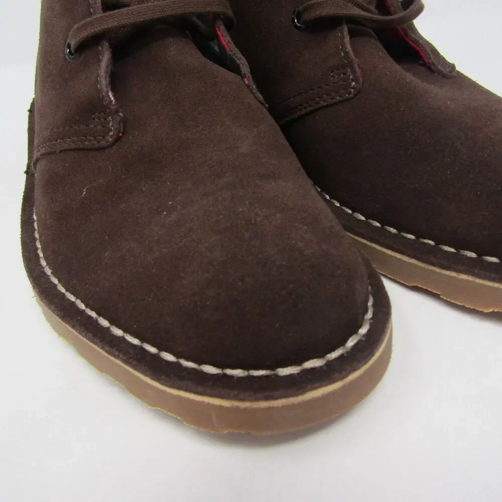 L.L.Bean Women's 10 Medium Brown Suede Chukka Boots Plaid Lined Stonington Lace