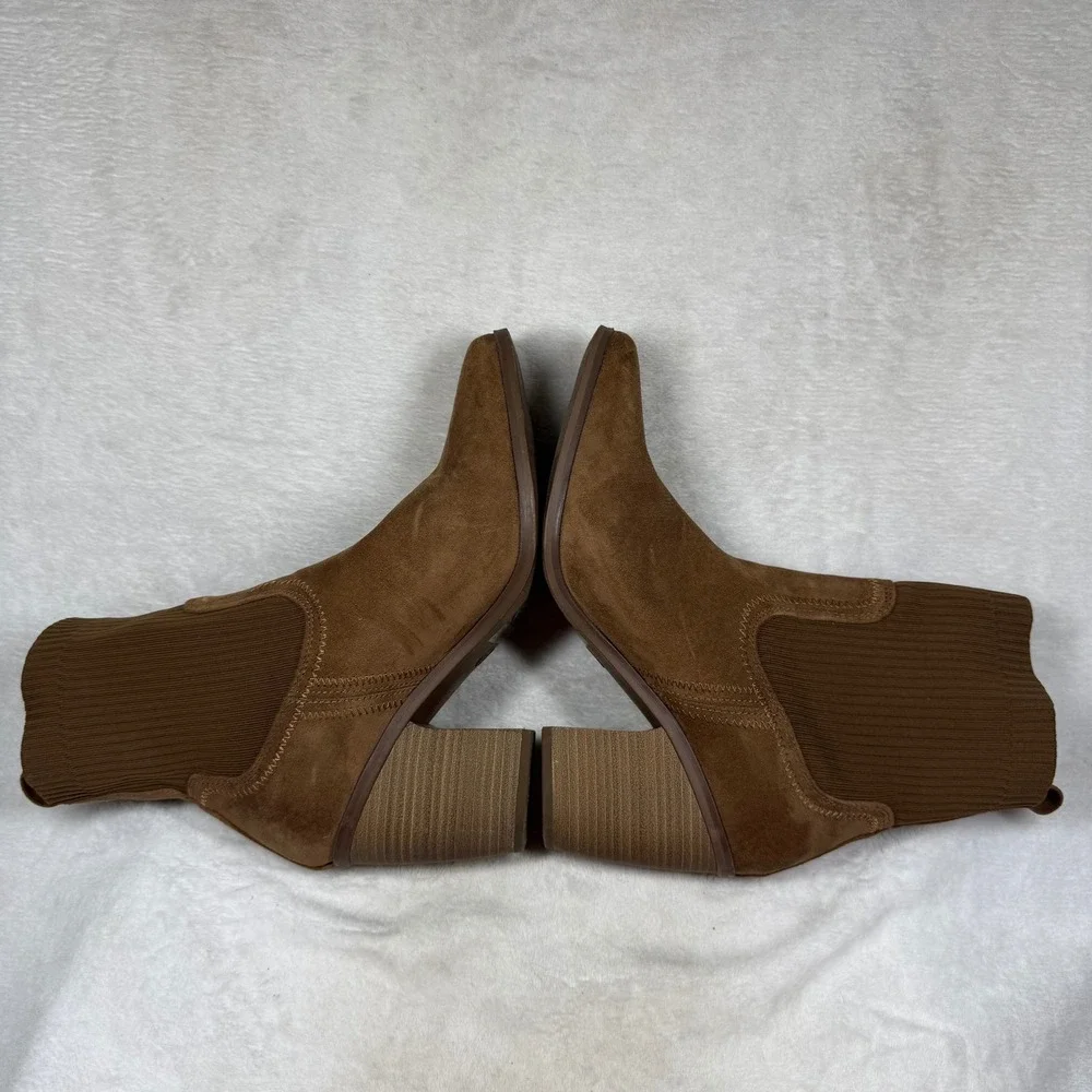 Universal Thread Womens Cognac Brown Faux Suede Sock Ankle Boots 11 096107344